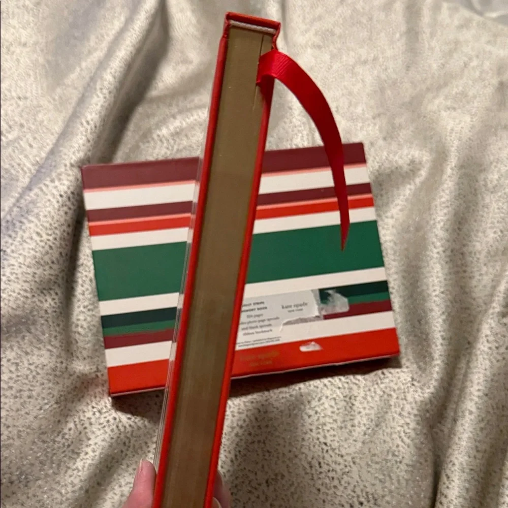 Kate Spade Jolly Stripe Memory Book with Red and Green with slide in case Gold